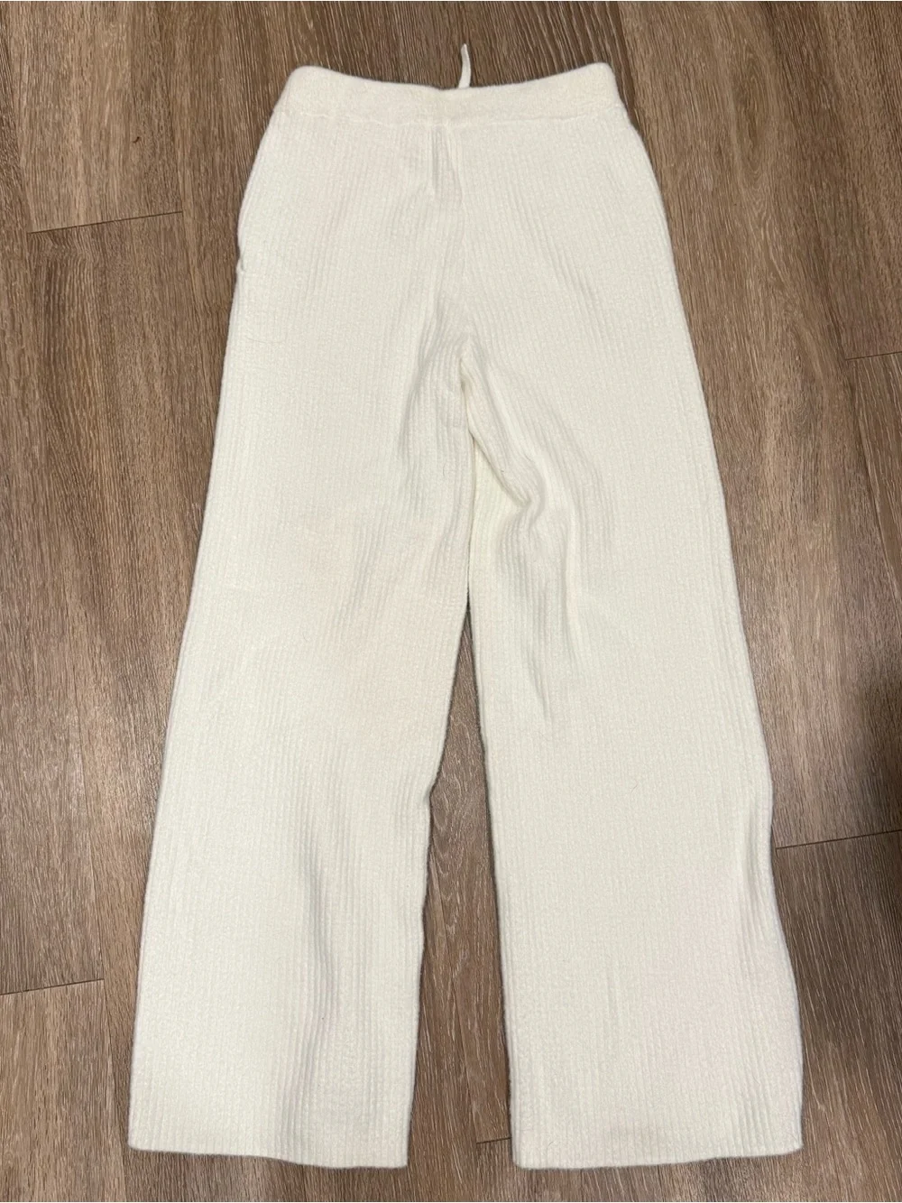 Alo Yoga White Ribbed Wide Leg Sweatpants